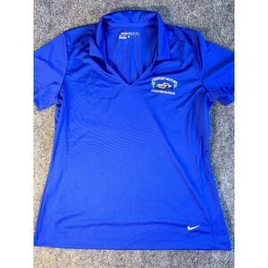 Nike Polo Shirt Womens Large Blue Century Motors Short Sleeve Collar V Neck Logo